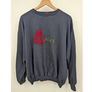 Vintage Wales Dragon UK Sweatshirt Dark Blue Size XL Embroidered Welsh Jumper
